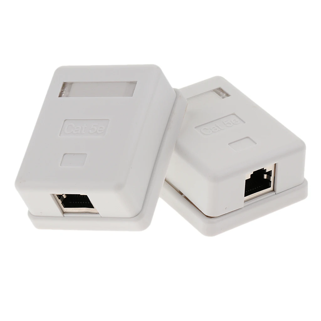 2 Sk.Single Port Cat5e Sur-Mount Box 1x RJ45 Ethernet Port Cat5e RJ45 Network / Internet Cable Wall Mount Junction Box