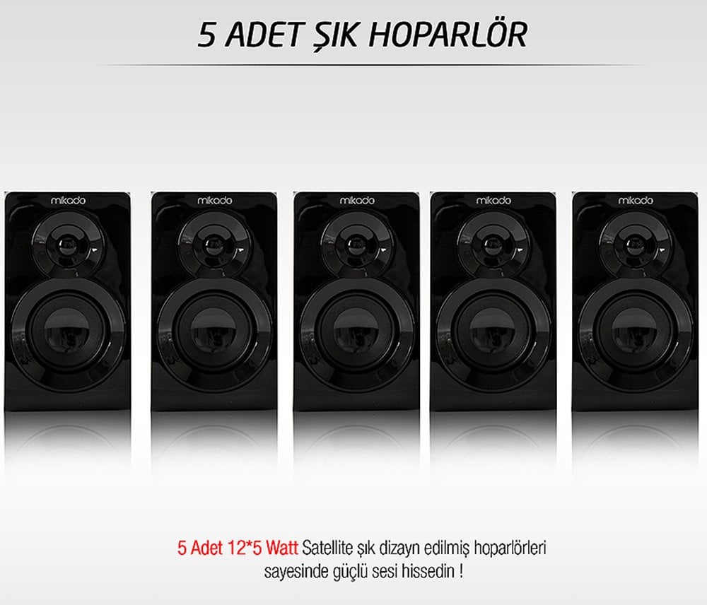 Mikado MD-856BT USB-SD-FM Destekli Multimedya 5+1 Bluetooth Speaker