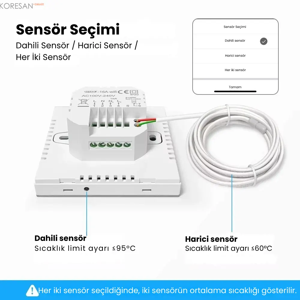 WiFi Akıllı Oda Termostatı Dokunmatik Ekranlı T100