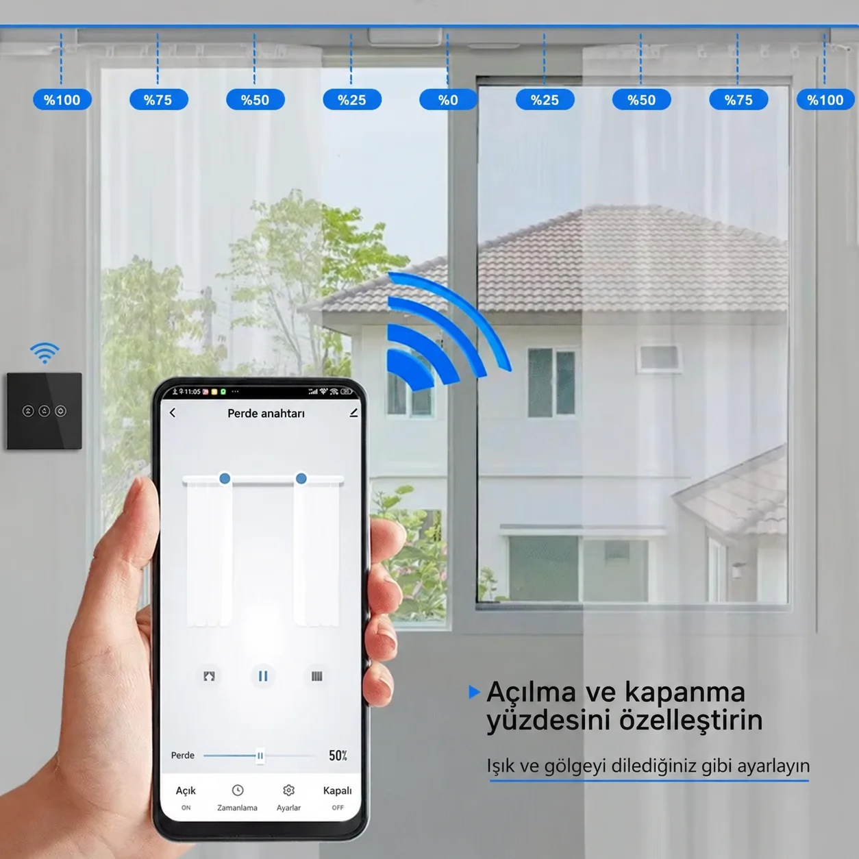 KRSC-Z102 Tuya Zigbee Perde Panjur Anahtarı sahne modları