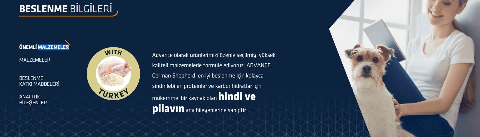 Advance German Shepherd Hindili Yetişkin Köpek Maması