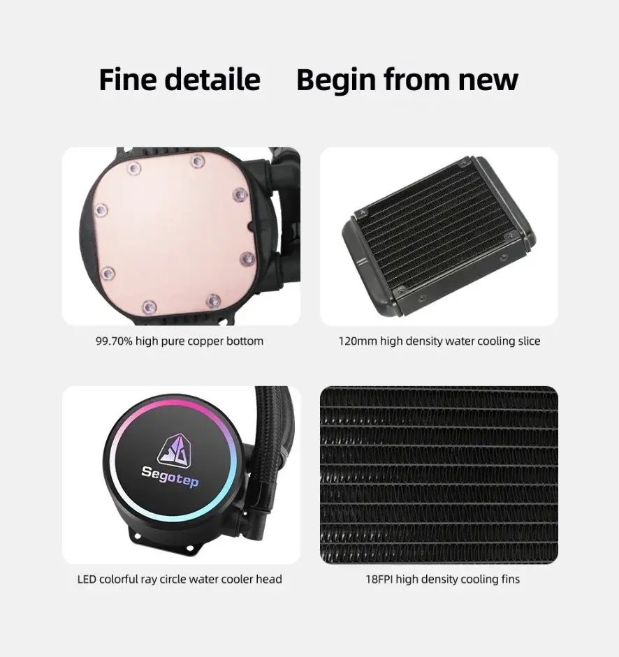 Segotep BeCool 120S ARGB Siyah Sıvı İşlemci Soğutucusu (LGA1700 Uyumlu)