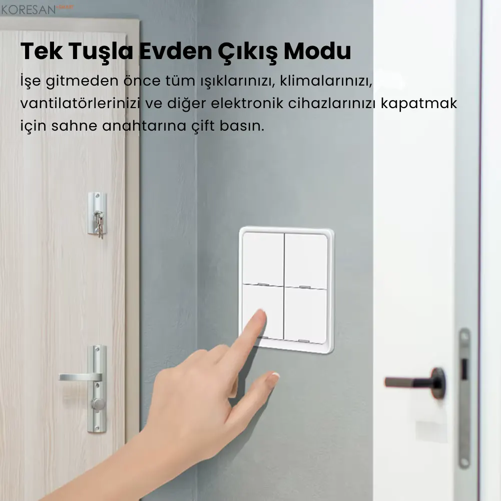Zigbee Tuya 4 Tuşlu Kablosuz Sahne Anahtarı – 12 Senaryo