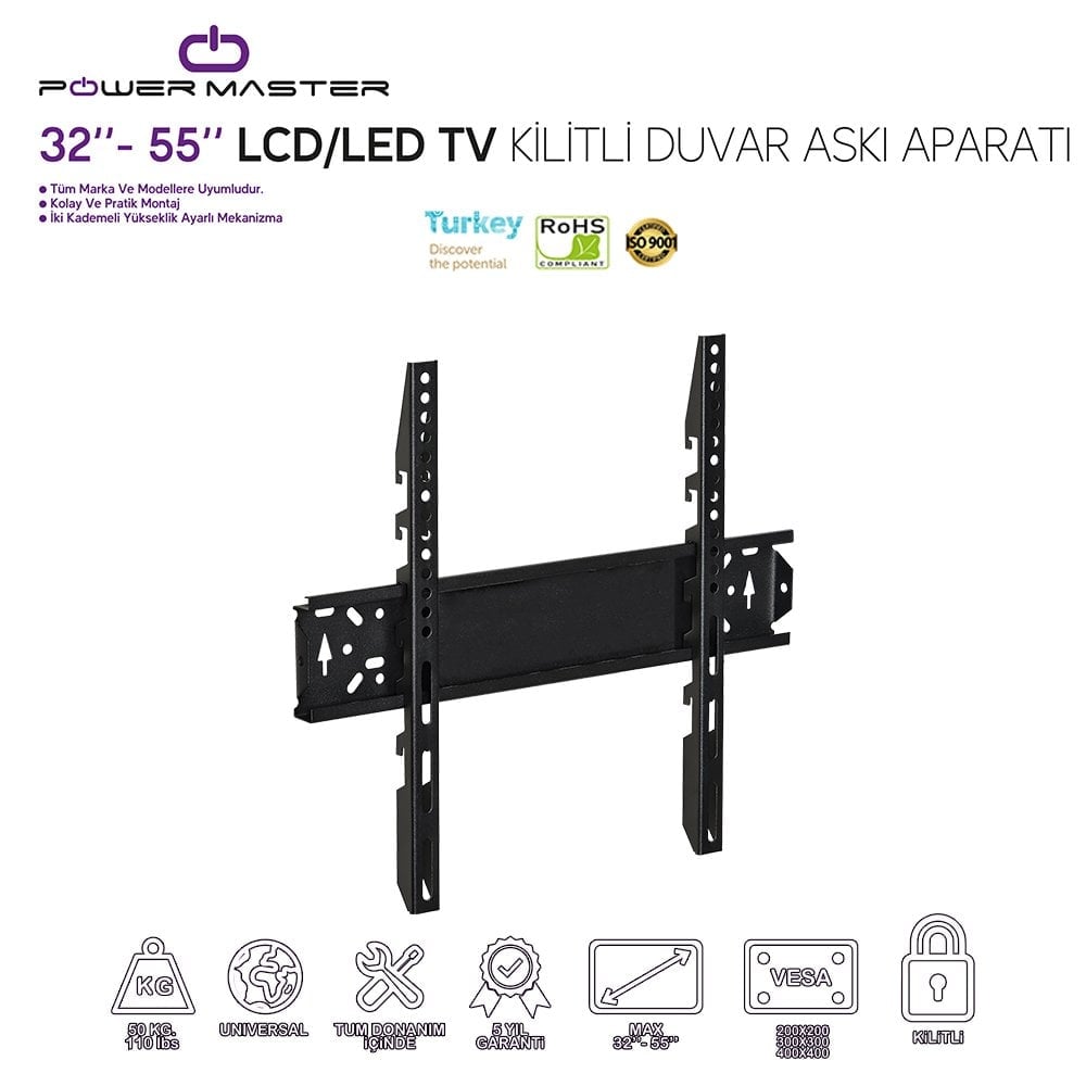 Powermaster PWR-3255 32-55 Sabit Kilitli Lcd Led Tv Duvar Askı Aparatı Görsel