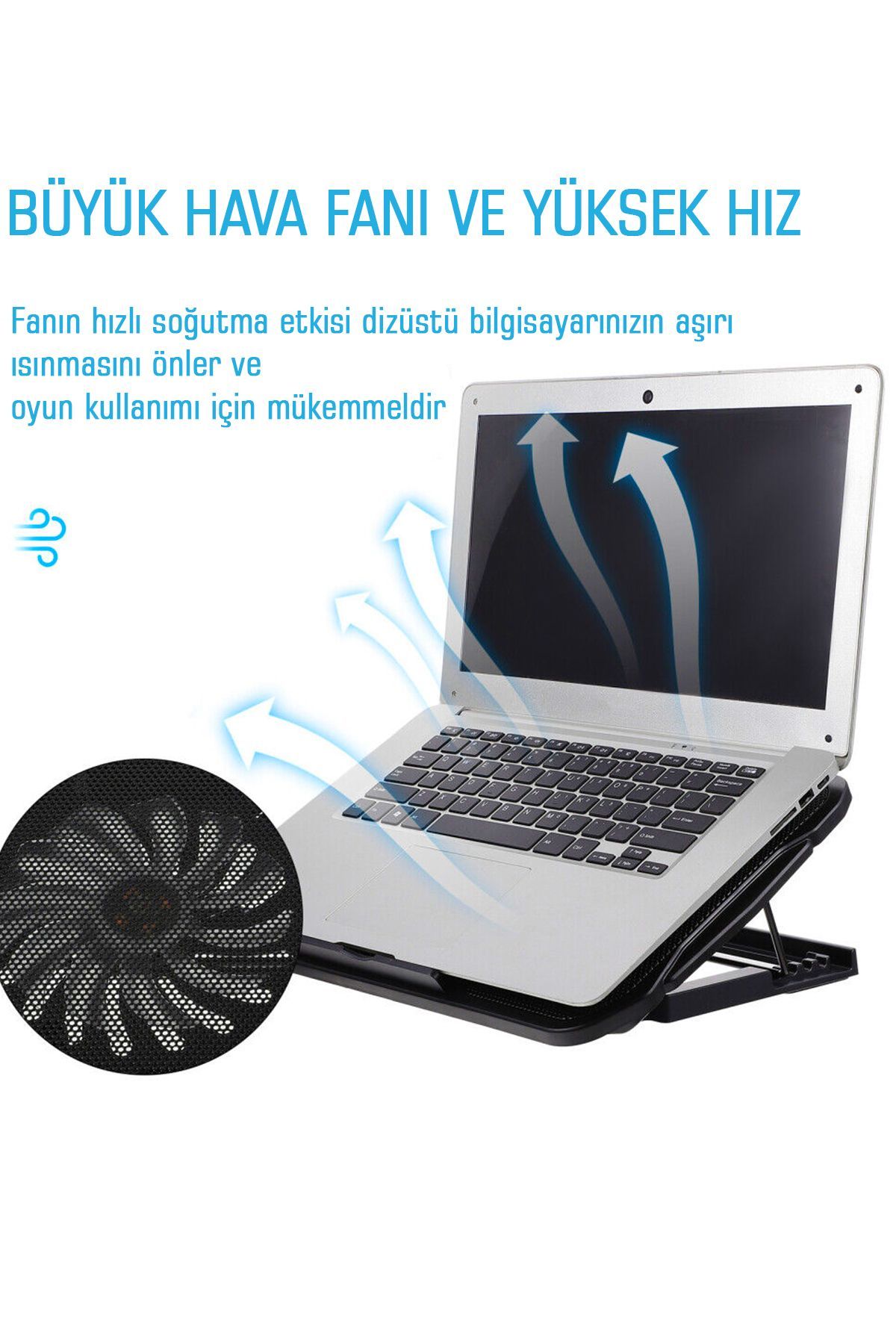 KRİZANTEM Laptop Soğutucu Ayarlanabilir Dizüstü Bilgisayar Tablet Notebook Soğutma Fanı İşlemci Soğutucu