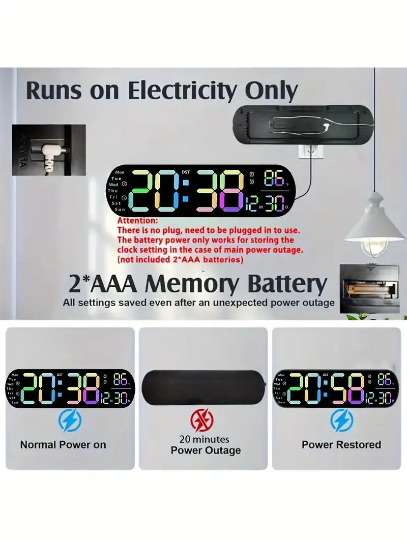 uzaktan kumandalı büyük dijital , çift alarm, yaz uygulaması, 10 seviyeli parlaklık, led gece işığı, usb ile çalışır, kablosuz prizli kullanım, odaları, oturma odaları ofisler için i̇deal ( dahil değildir) ayrıntılar 15