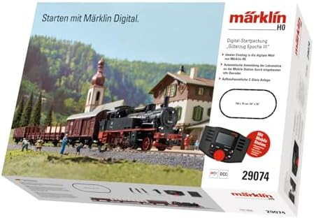 Märklin 29074 BR 74 Dijital Başlangıç ​​Seti Yük Treni Dönemi 3, H0 Ölçekli Model Demiryolu, Mobil İstasyon ve C-Raylı raylarla birlikte birçok ses fonksiyonu
