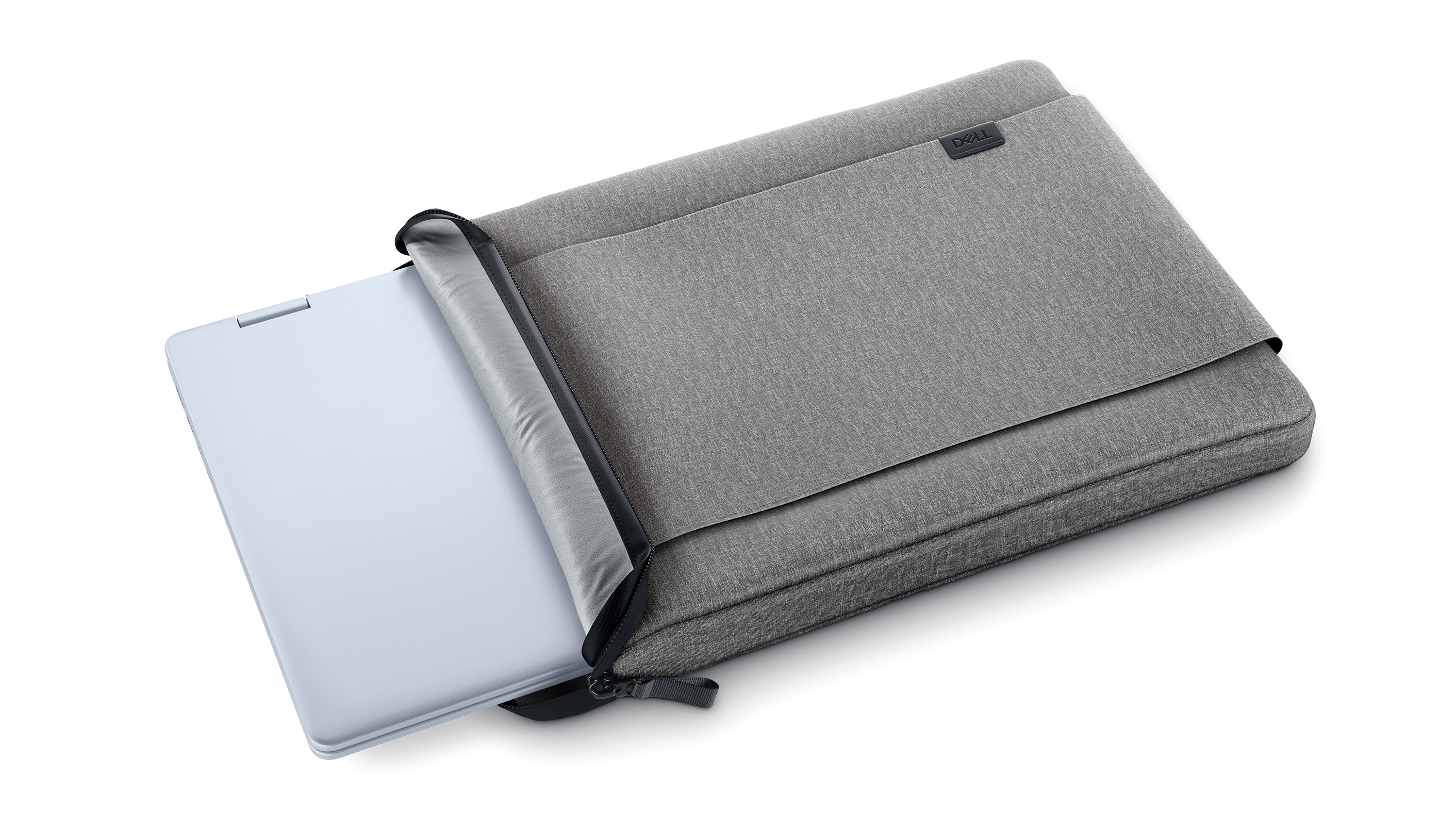 Dell Pro 11-14 EcoLoop Urban Kılıfı, kılıfın içinden kısmen çıkarılmış bir dizüstü bilgisayarla birlikte