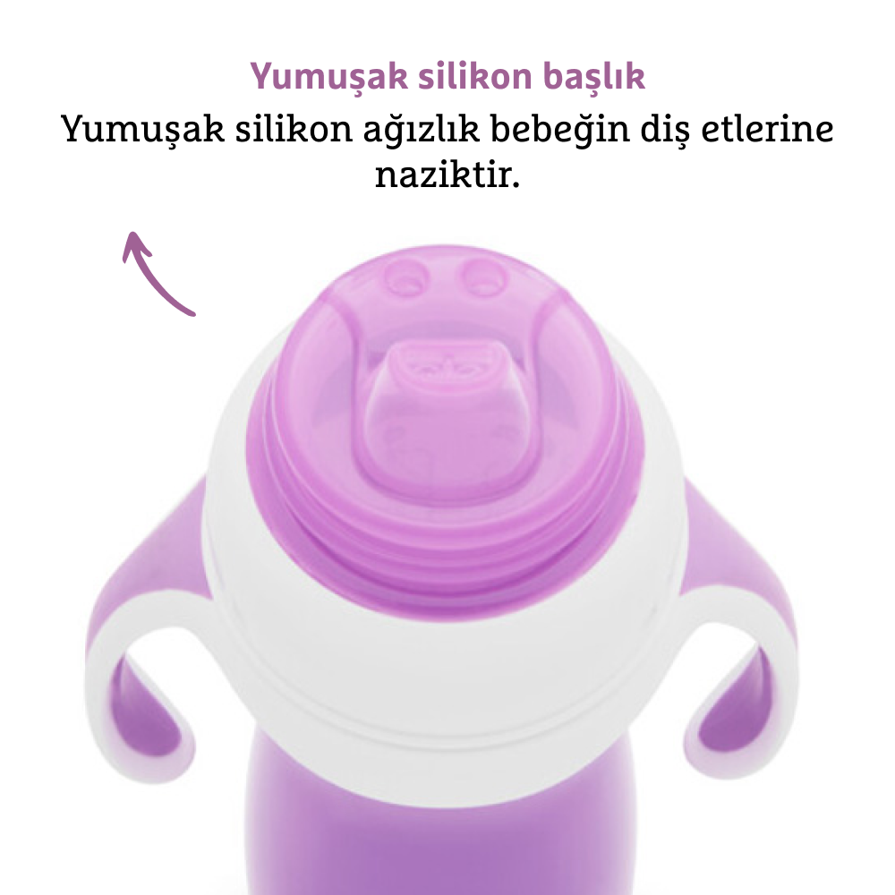 Munchkin Duyarlı Geçiş Bardağı | 9 Ay+ Bebekler İçin | 296 ml | Sızdırmaz &amp; Kolay Tutulan Tasarım | Mor görsel