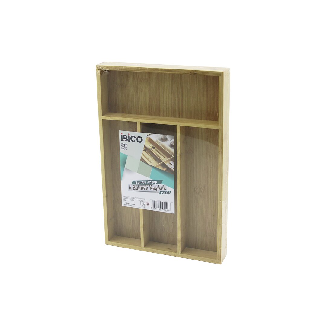 ANKAVERSE® 4 bölmeli ahşap bambu kaşıklık