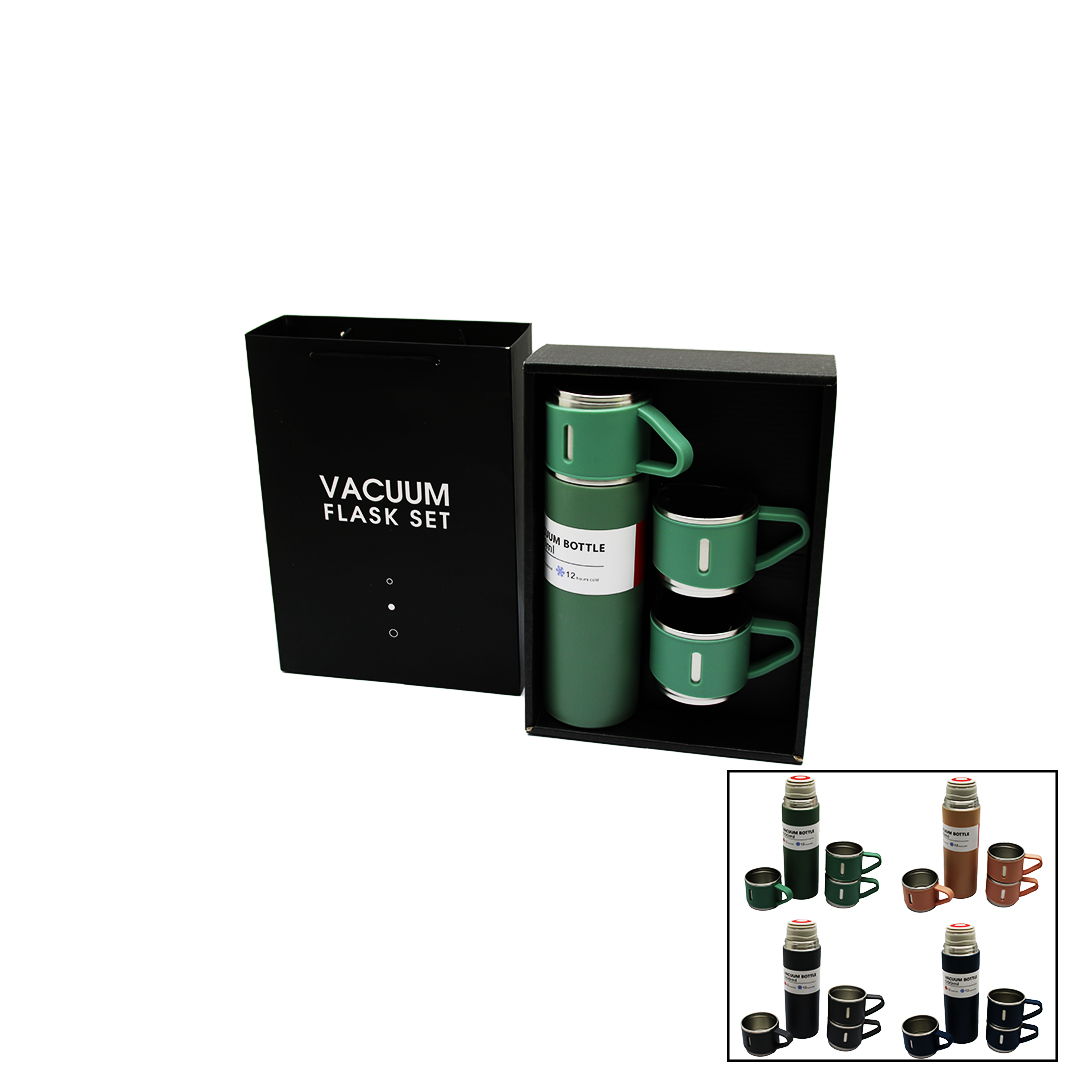 ANKAVERSE® Çantalı 500ML 3 Parça Bardaklı Çelik Termos Seti