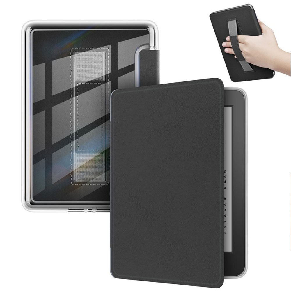 Amazon Kindle Paperwhite 12. Nesil 7 inç uyumlu siyah tutacaklı kılıf – arka yüzey el bandı iç yerleşim detayı