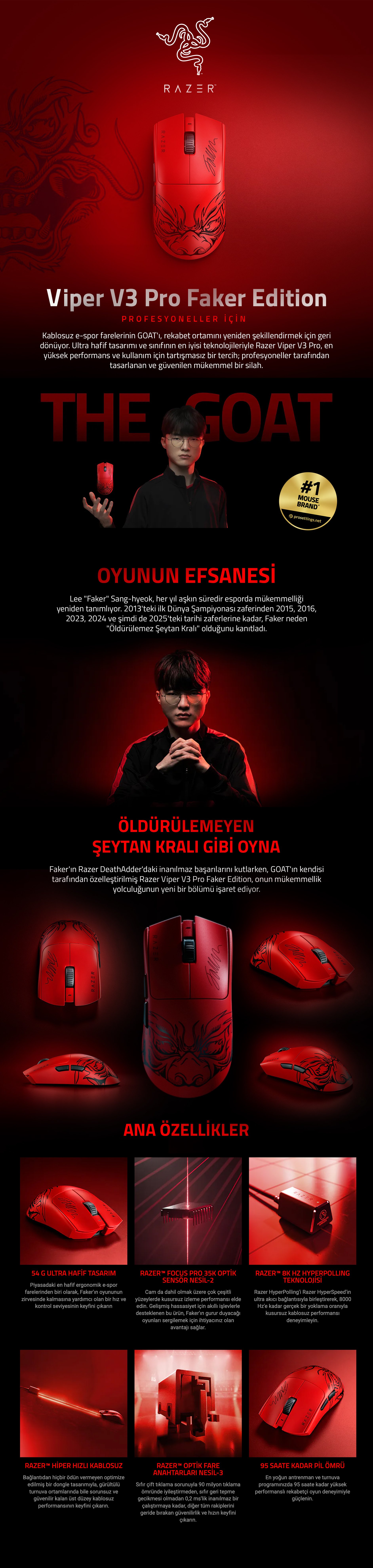 Razer Viper V3 Pro Kablosuz Mouse Faker Edition Fiyatı