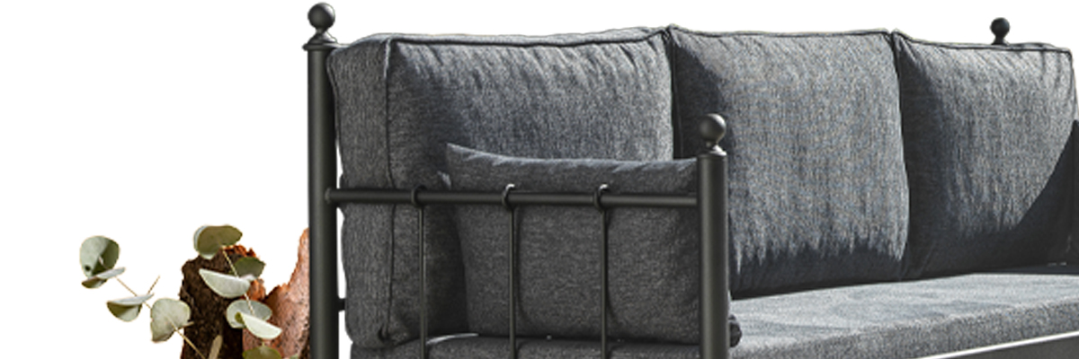 Lalas Dk Metal Sofa Sedir 70x200 Siyah-Antrasit