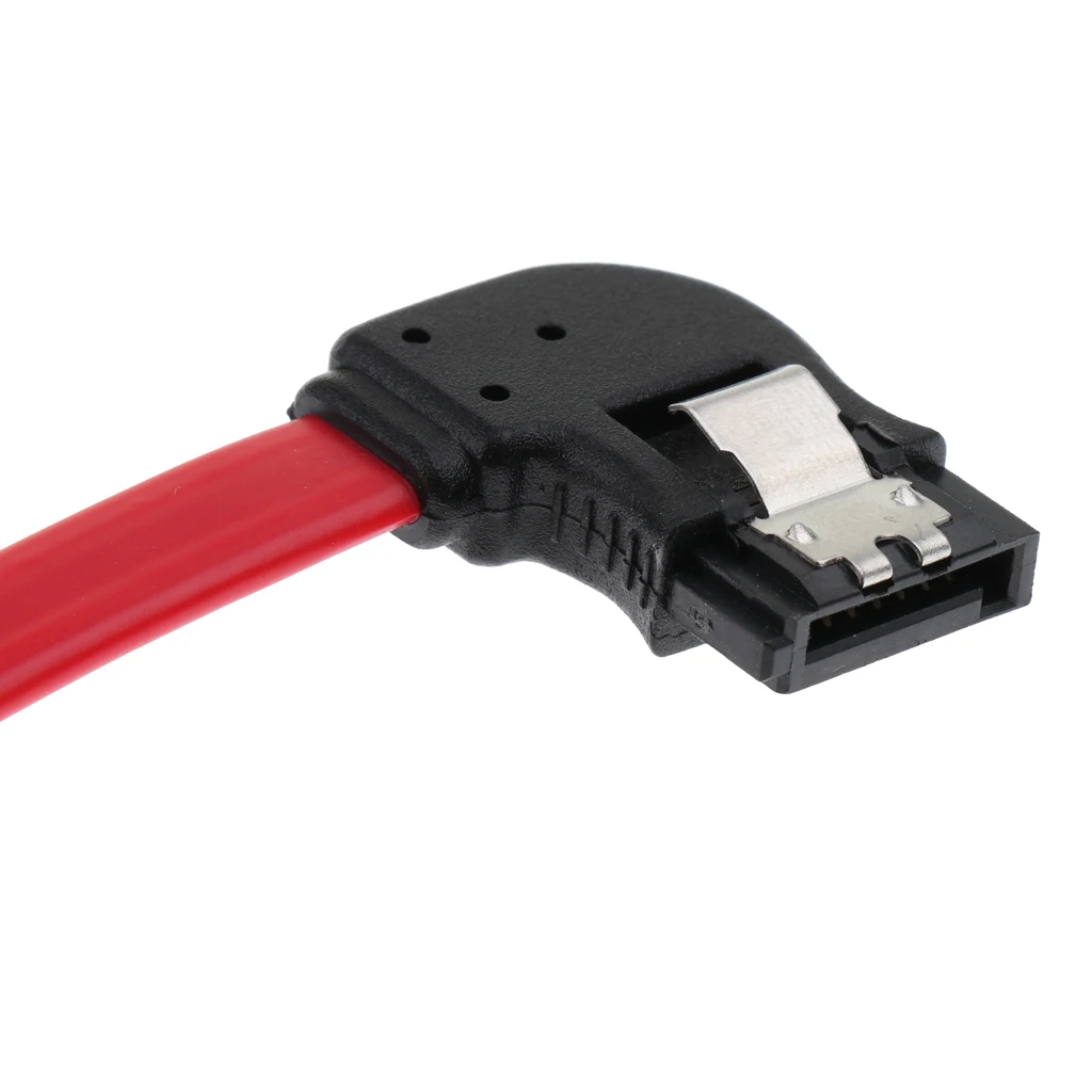 2 Pieces 12 Inch SATA III Cables 6Gbps 90 Degrees Left Angle With Locking Latch Red