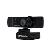 Çift mikrofonlu Verbatim web kamerası, ultra HD 4K otomatik sesli bilgisayar veya dizüstü bilgisayar için harici kamera...