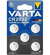 Varta CR2032 düğme pil, 5 adet, Power on Demand, lityum, 3V, çocuklar için güvenli ambalaj.