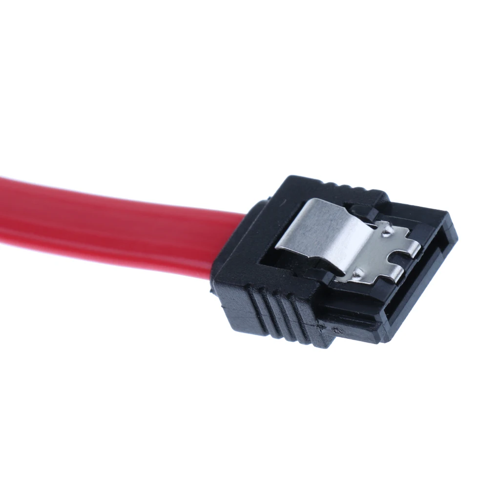 2 Pieces 12 Inch SATA III Cables 6Gbps 90 Degrees Left Angle With Locking Latch Red