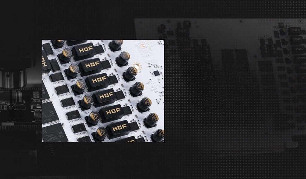 Kapasitörler ve elektronik devreler, HOF marka elektronik bileşenleri, yüksek kaliteli oyun ve bilgisayar donanımı, güvenilir elektronik parçaları.