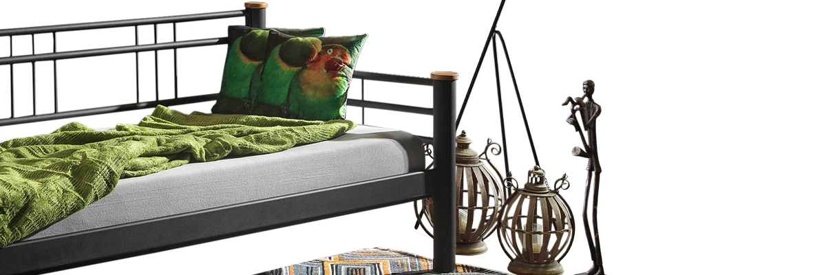 Kappis Daybed Tek Kişilik Siyah Sedir Metal Karyola