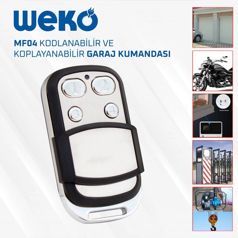 Weko MF04 Kodlanabilir - Kopyalanabilir Garaj Kumandası (1-2-3-4 Sayı Tuşlu)