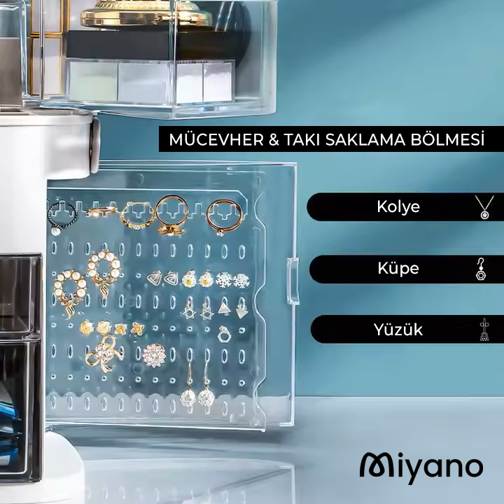Miyano S40 Led Işıklı Aynalı Makyaj ve Takı Organizeri