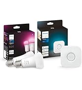 Perakende ambalajlarını, ayrı beyaz akıllı ampulleri ve gradyan arka planlarda köprüleri gösteren Philips akıllı aydınlatma ürünleri kutusu ve bileşenleri koleksiyonu.