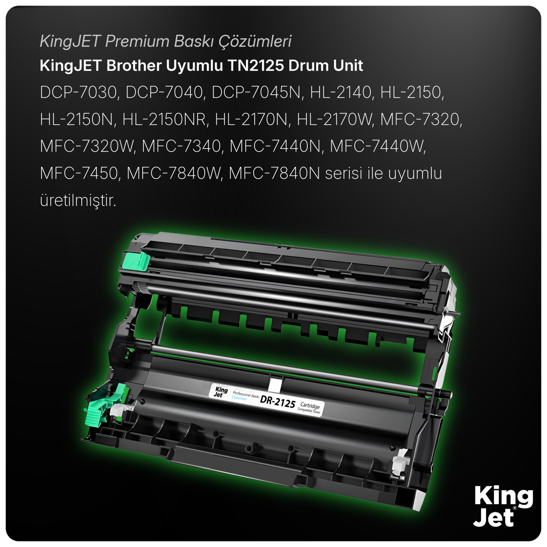 KingJET Brother Uyumlu DR-2125 (Tekli) Muadil Drum Ünitesi