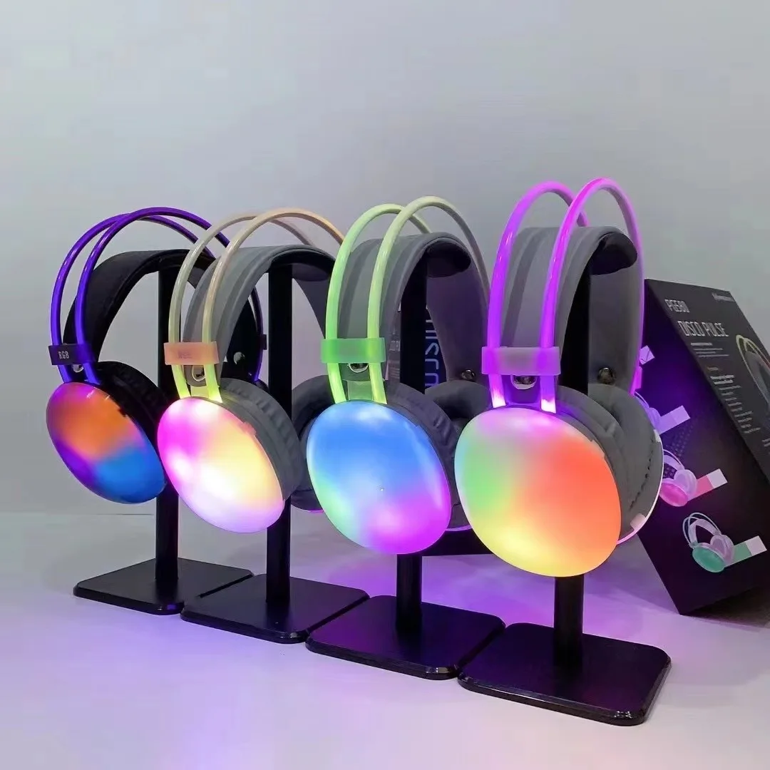 2024 yeni ppbt kablosuz RGB ışık oyun aydınlık kulaklıklar disko darbe bluetooth kulaklık ile TF FM