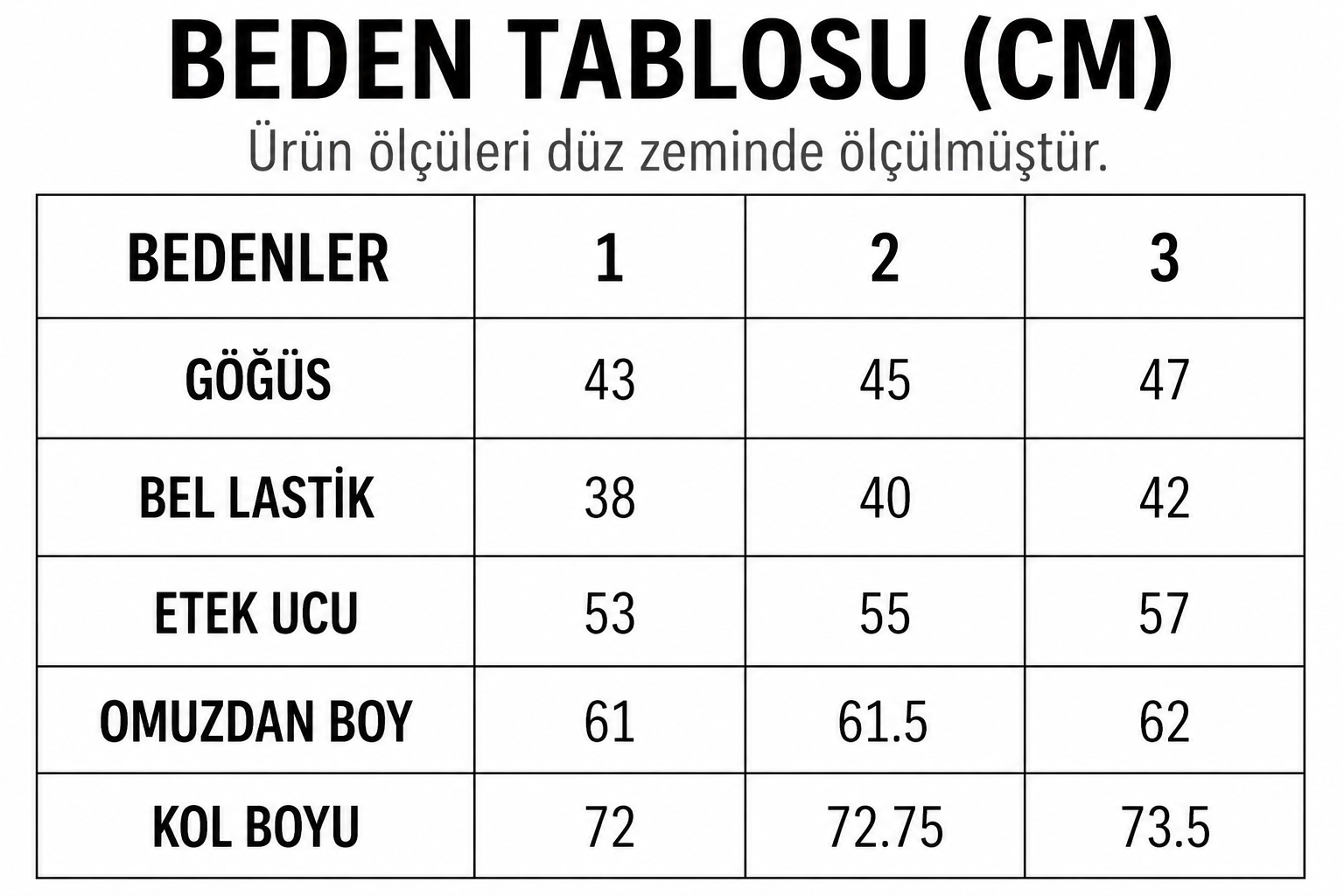 Beden Tablosu