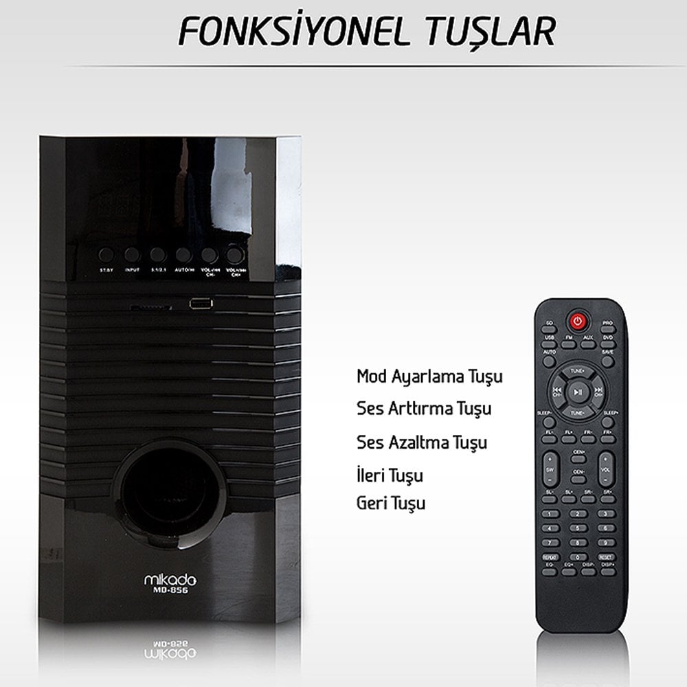 Mikado MD-856BT USB-SD-FM Destekli Multimedya 5+1 Bluetooth Speaker