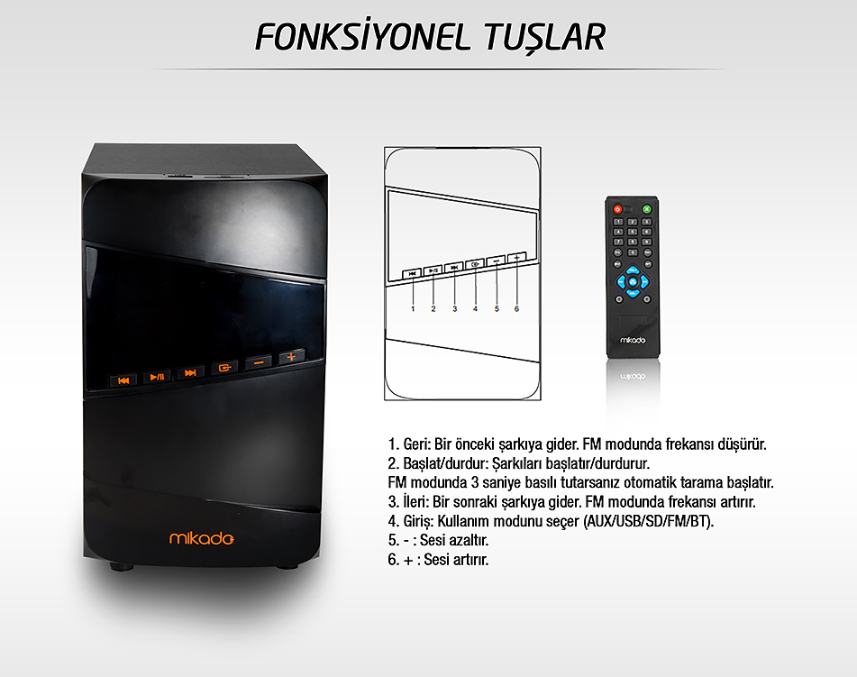 Mikado MD-671BT Uzaktan Kumanda
