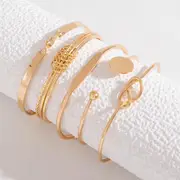 5 /takım bilezik, minimalist geometrik yuvarlak alaşım bilezik bileklik, retro trendy düğümlü açık manşet bilezik seti kadınlar için ayrıntılar 1