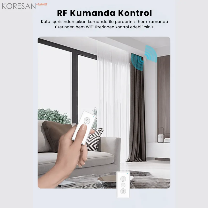 WiFi Tuya Akıllı Yana Kayar Motorlu Perde Ray Seti RF kumanda ile perde kontrolü