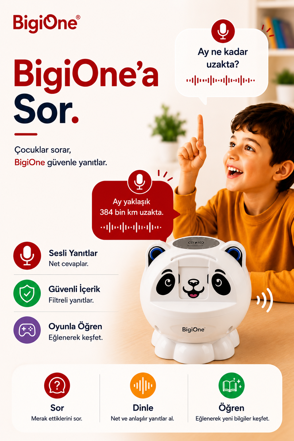 BigiOne AI destekli sesli öğrenme cihazı
