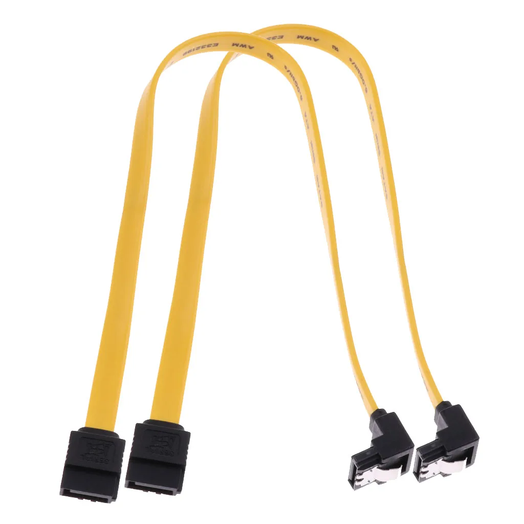 2x SATA III Data Drive Cable 6.0Gbps With Locking Latch 11.8inch/30cm 90Degree