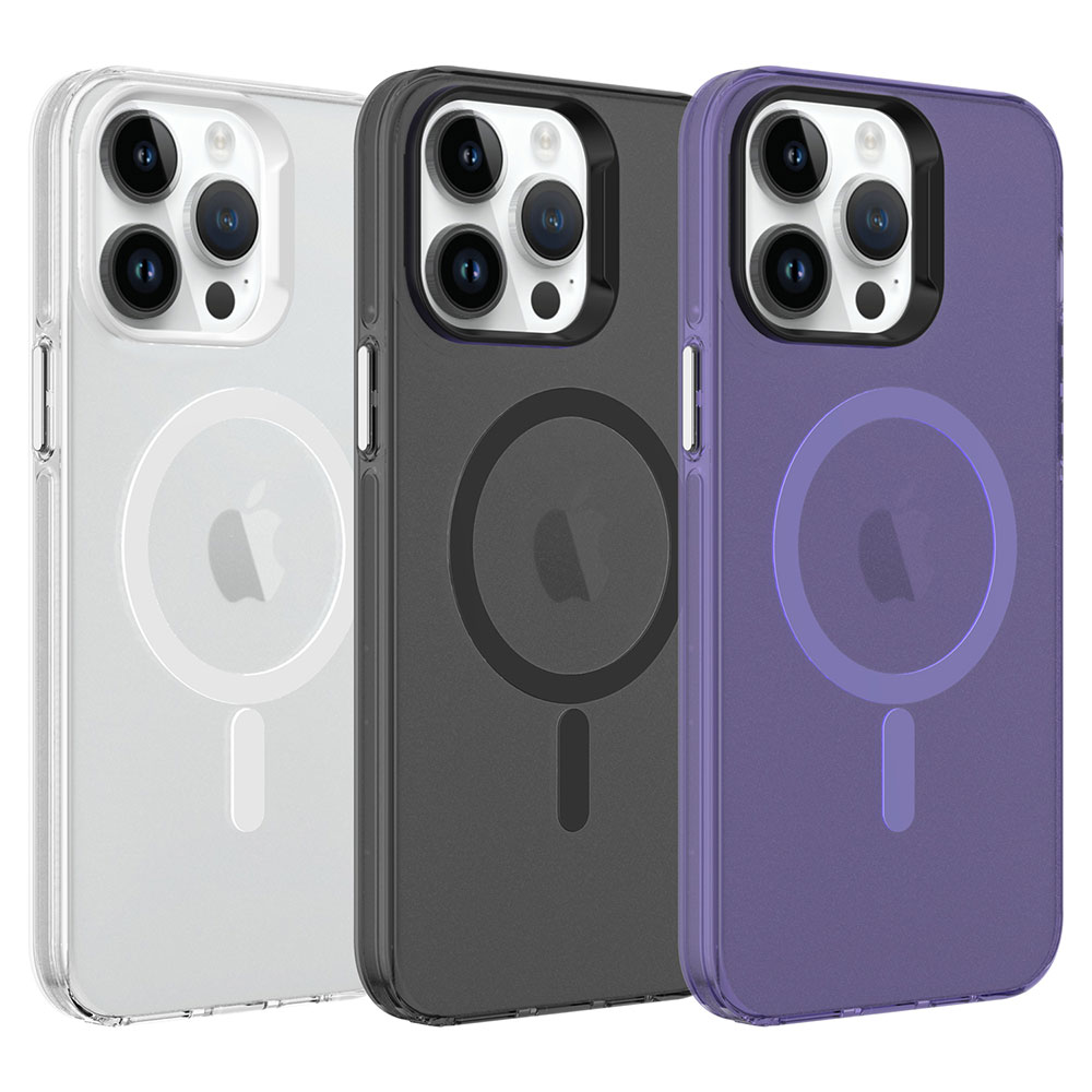 Apple iPhone 14 Pro Max Kılıf Zore M-safe Şarj Özellikli Buzlu Transparan C-Pro Sert Kapak - 5
