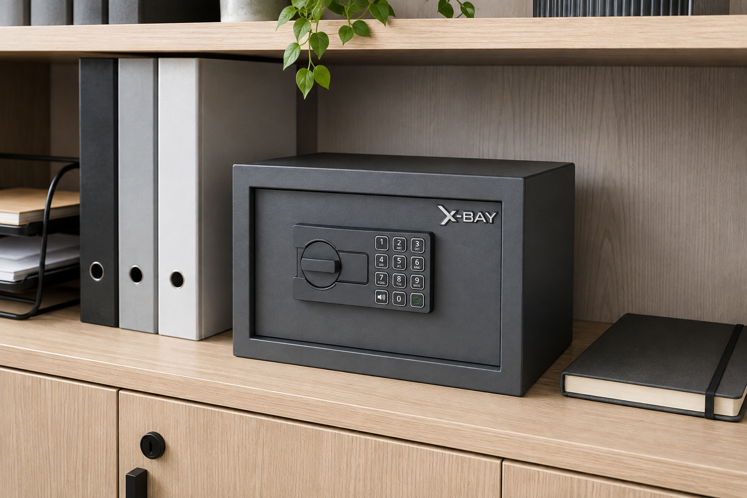 X-Bay XB-2000 çelik kasa ofis dolabında kullanım görünümü