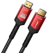 JSAUX Fiber Optic 8K HDMI Long Cable 50 ft 2.1 48Gbps Ultra High Speed HDMI Braided Cord, 4K@120H...