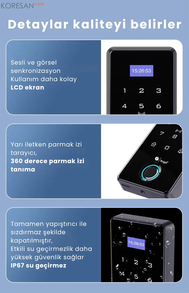 AC-100 Tuya Bluetooth Parmak İzli Akıllı Geçiş Sistemi IP67 dayanıklı tasarım ve detaylar