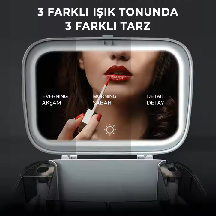 Miyano S40 Led Işıklı Aynalı Makyaj ve Takı Organizeri