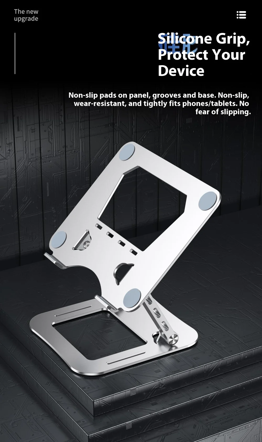 J22 17.3 Inch Laptop Stand Metal Base Heat Dissipation Adjustable Height Nano Steel Notebook Folding Holder Riser - Silver 6