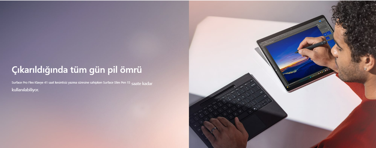 microsoft surfacer pro flex klavye pil ömrü