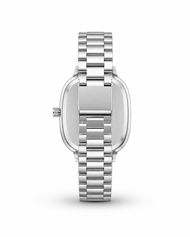 Classic Time Silver Lacivert kordon tokasında temsili lazer isim baskısı