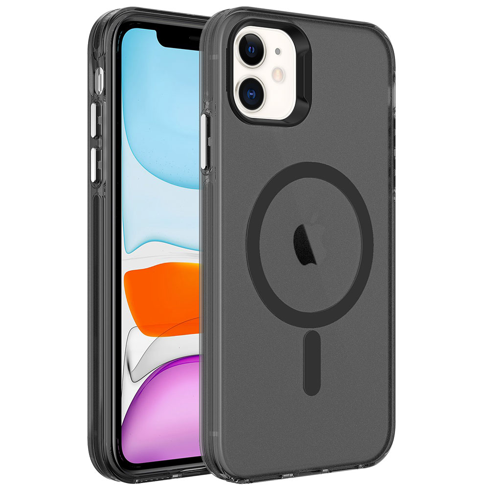 Apple iPhone 11 Kılıf Zore M-safe Şarj Özellikli Buzlu Transparan C-Pro Sert Kapak - 5