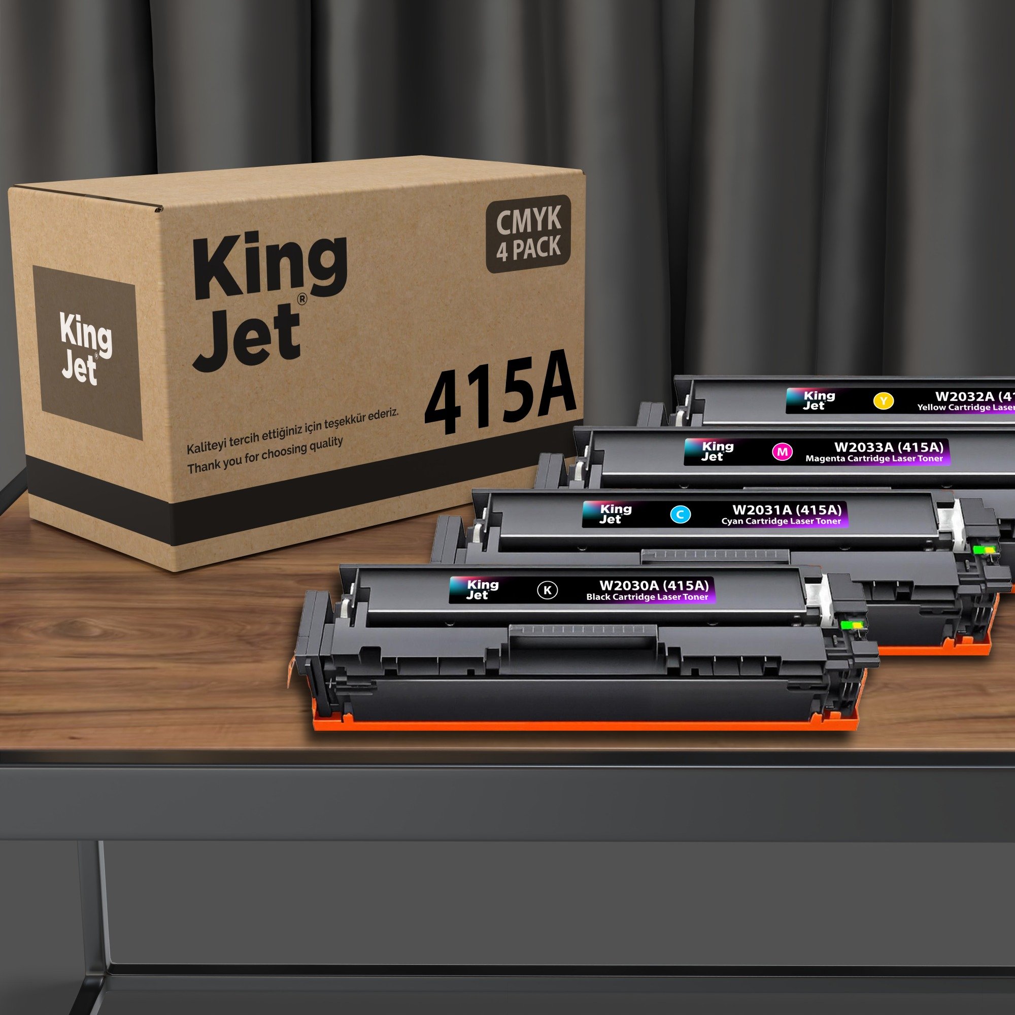 KingJET 415A W2030A Uyumlu Çipli Standart Kapasiteli 4 Renk Takım Toner Seti