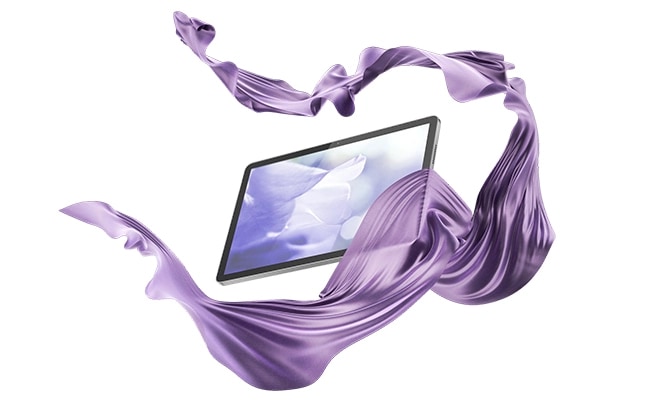 Akan mor ipekle çevrili Lenovo Tab, şık tasarımını ve zarif ekranını vurguluyor.
