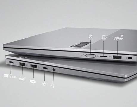 Bir dizi bağlantı noktası, Lenovo ThinkBook 14 2'si 1 arada Gen 5 dizüstü bilgisayarı farklı çevre birimlerine akıllıca bağlamanızı sağlar.