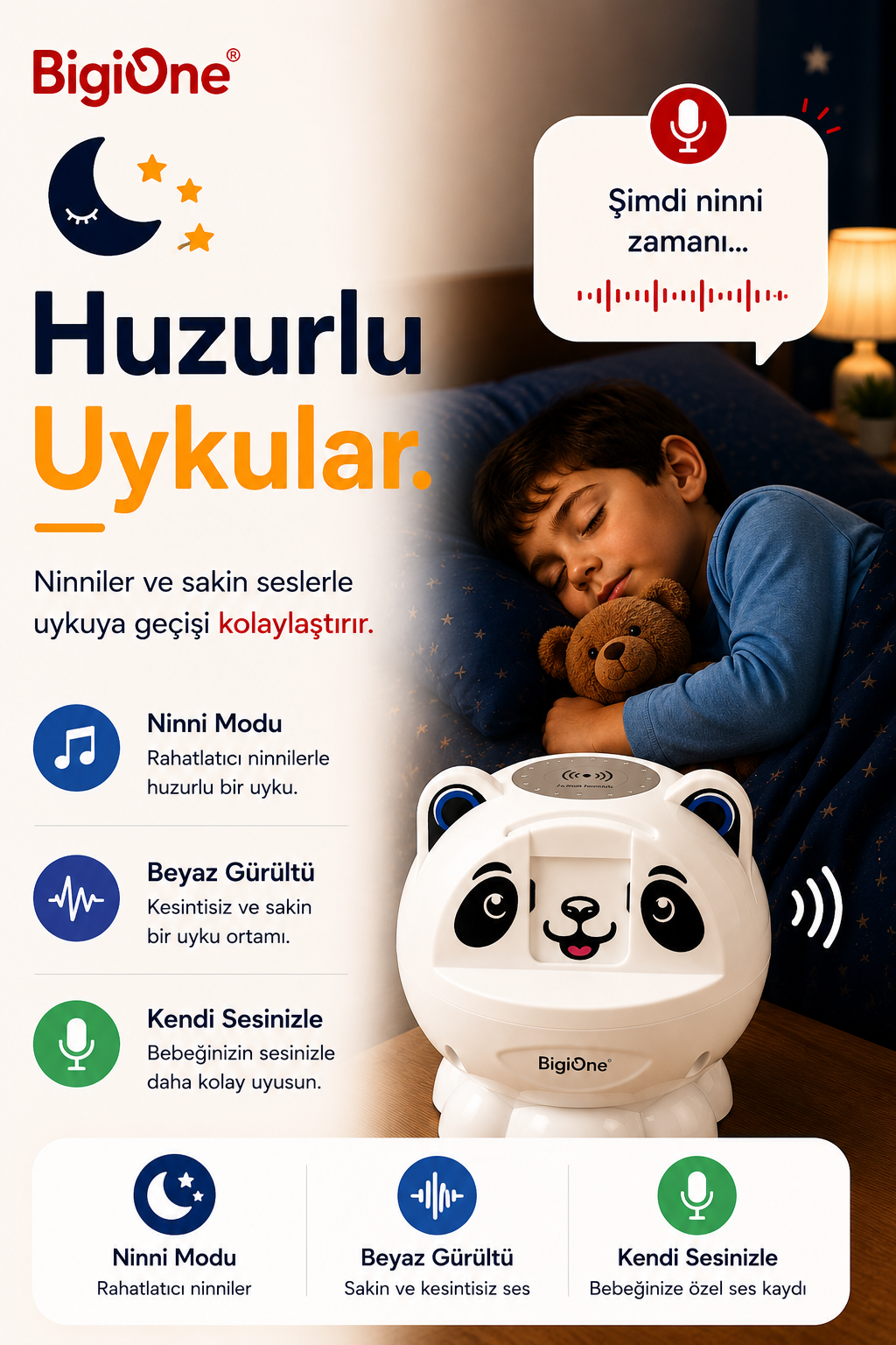 Uyku arkadaşı ve rahatlatıcı ses cihazı