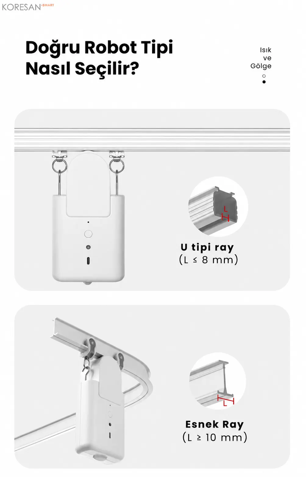 KPM01 Tuya Bluetooth Akıllı Perde Motoru U tipi ray ve esnek ray uyumluluk seçenekleri